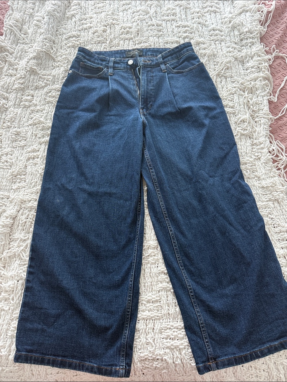 Cropped Wide Leg Dark Blue Women’s Jeans